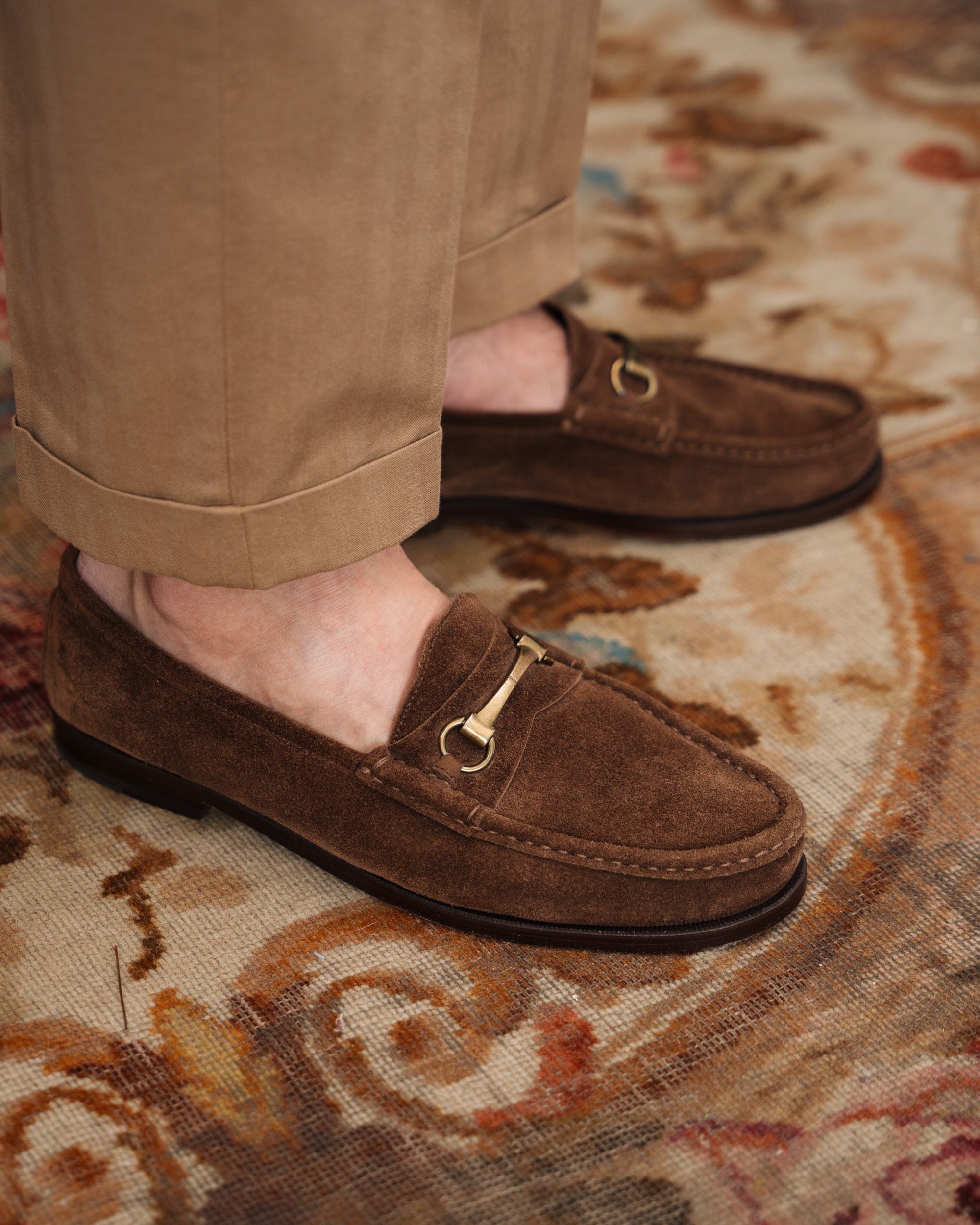 Milano | Brown Suede Leather College Loafer with Horsebit and Lightweight Leather Sole