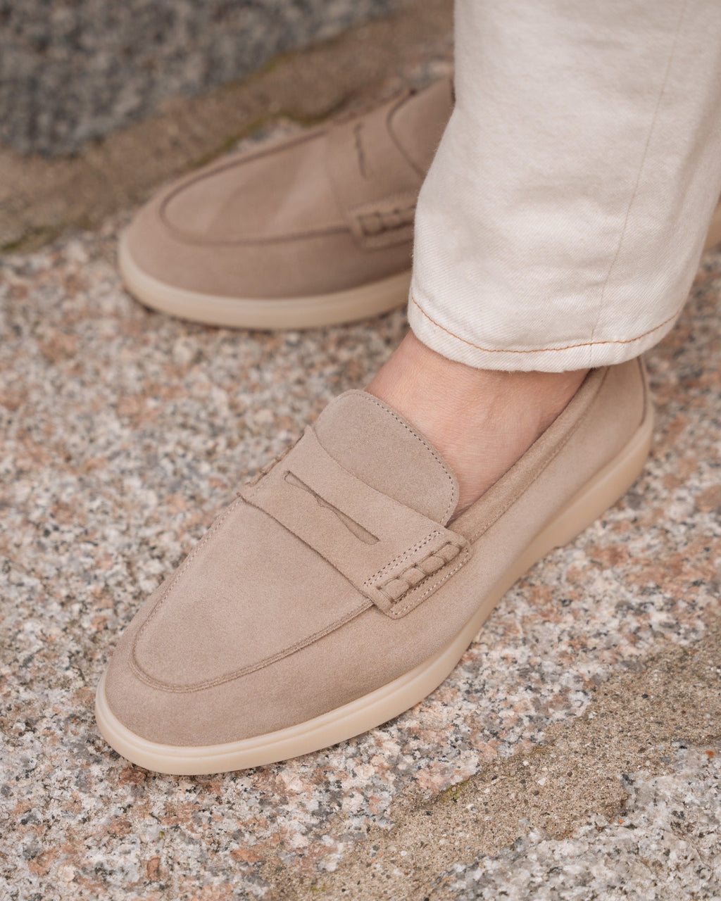 Harbour | Casual Loafer – Beige Suede Leather with Comfortable Cup Sole & Leather Lining