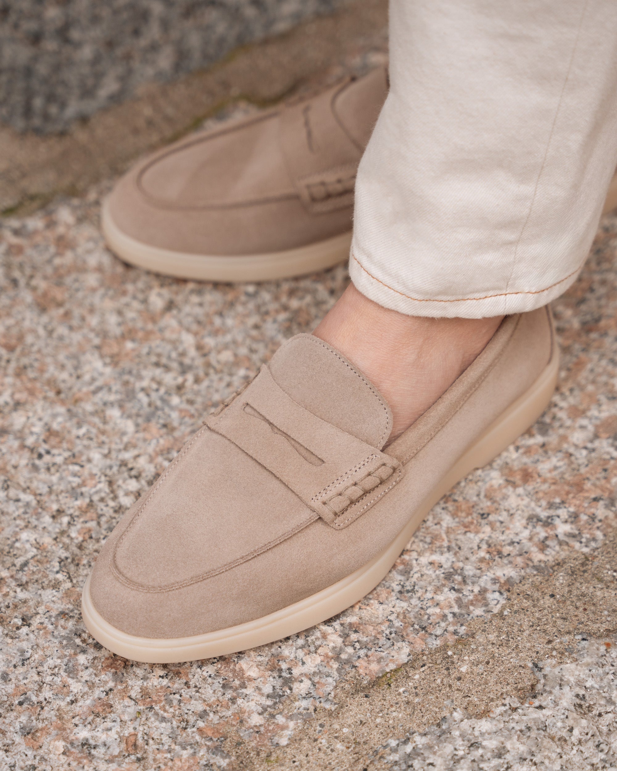 Harbour | Casual Loafer – Beige Suede Leather with Comfortable Cup Sole & Leather Lining