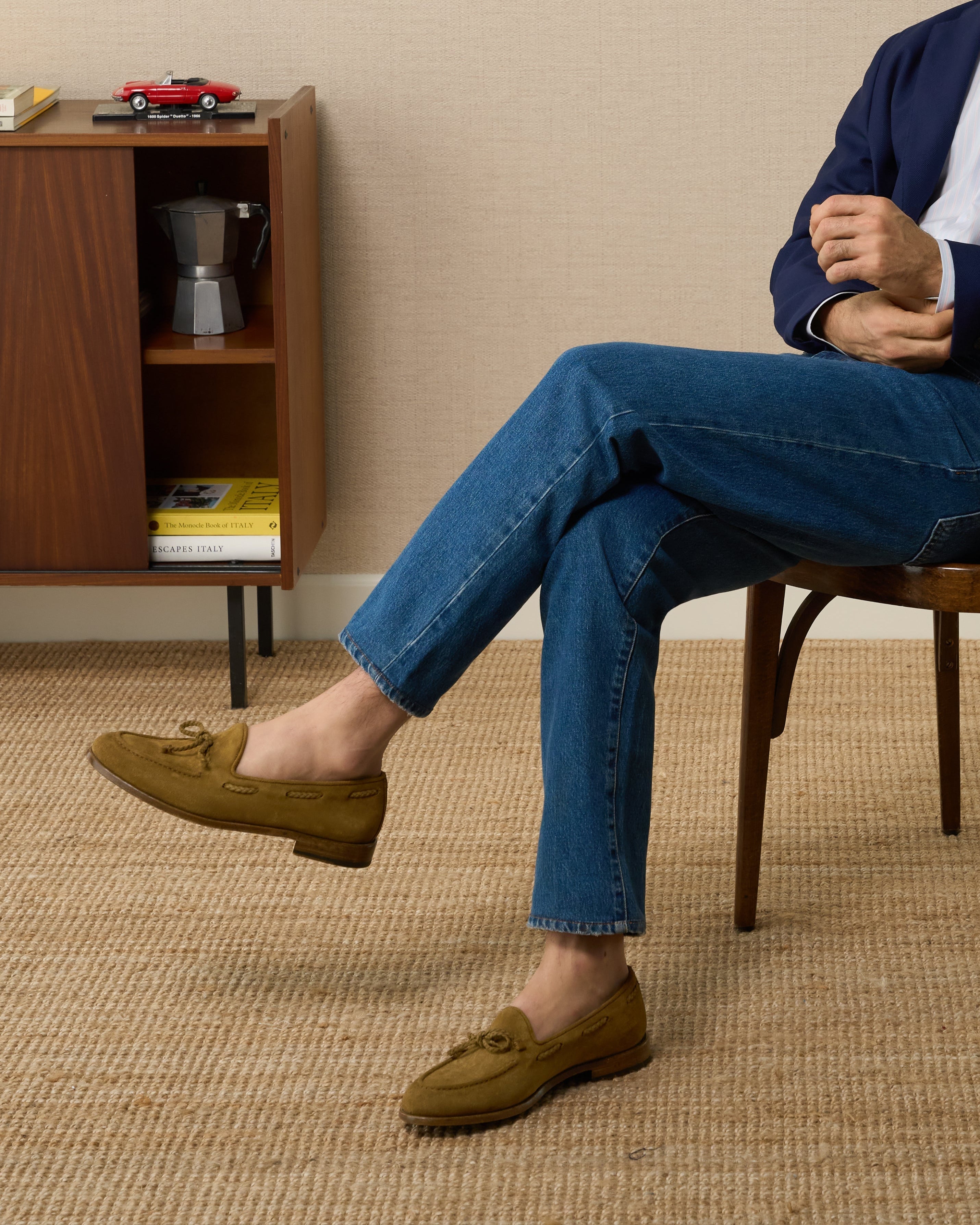 Aristo | Belgian Tassel Loafer – Luxe Beige Washed Suede with Leather Sole & Double Cushioning