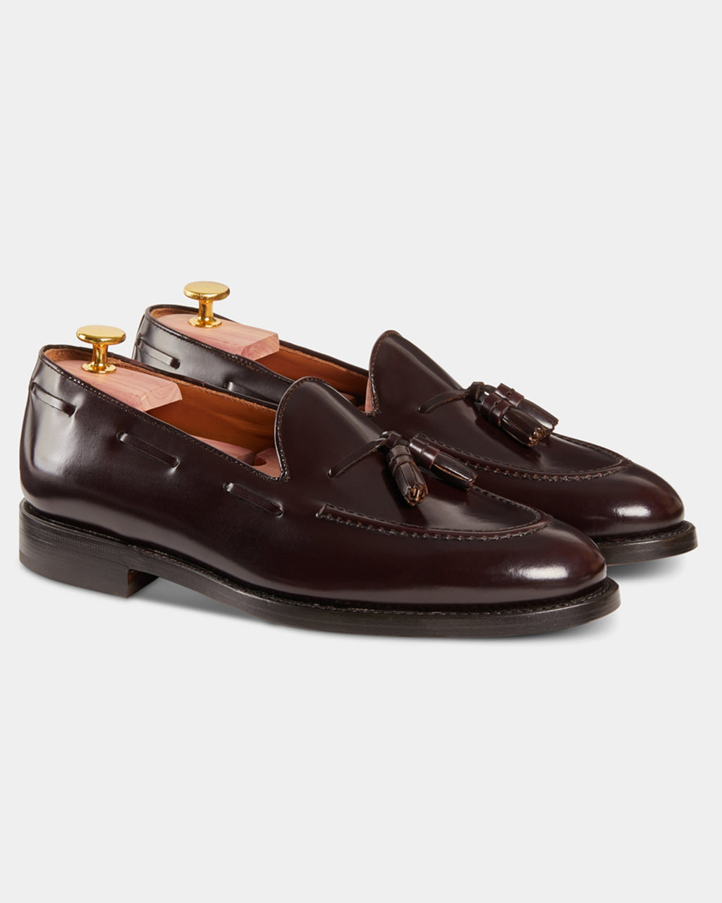 Castello | Tassel Loafer - Burgundy Brown Smooth Leather with Classic Stitching and Leather Sole
