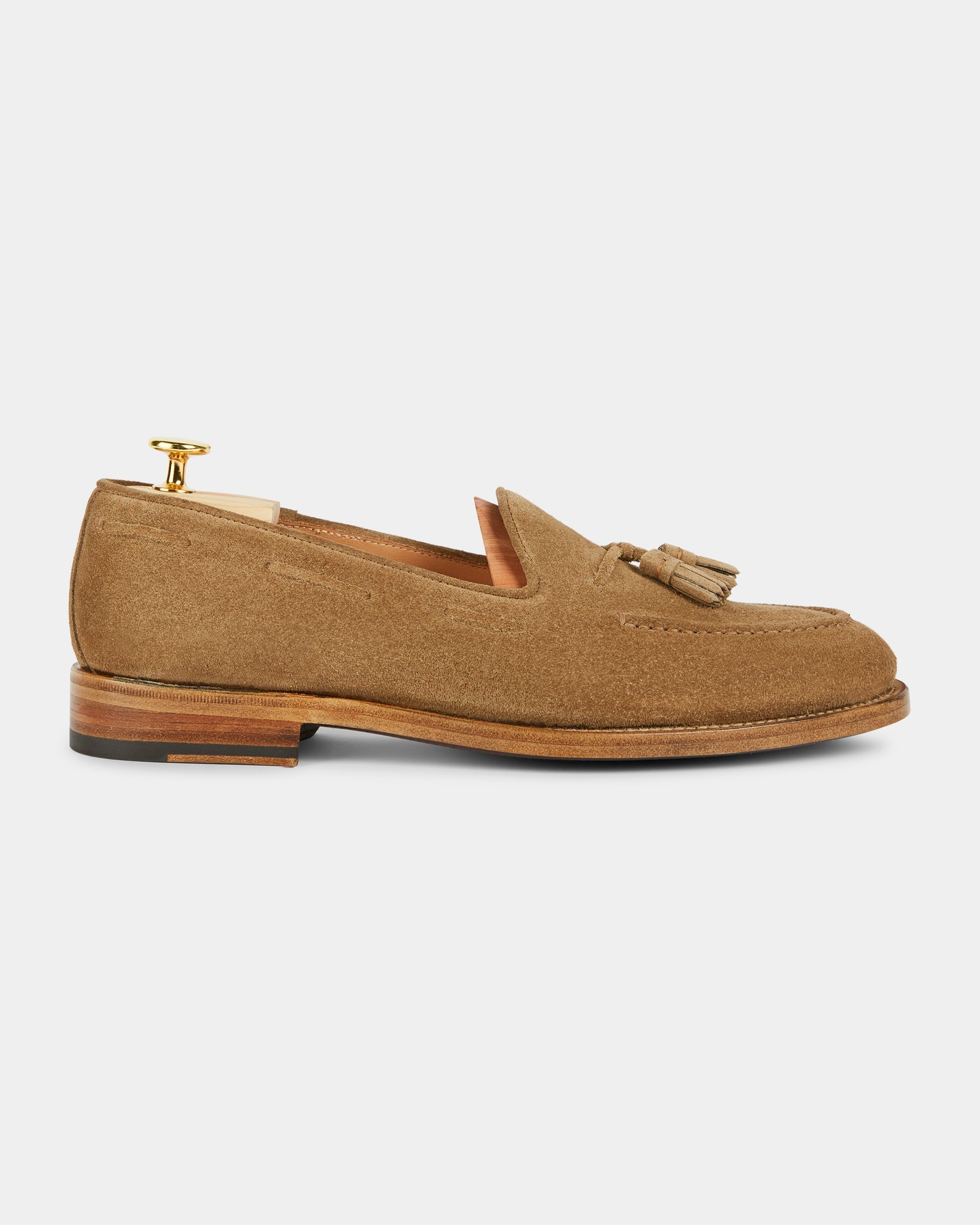 Castello | Tassel Loafer - Sand Beige Suede Leather with Classic Stitching and Leather Sole