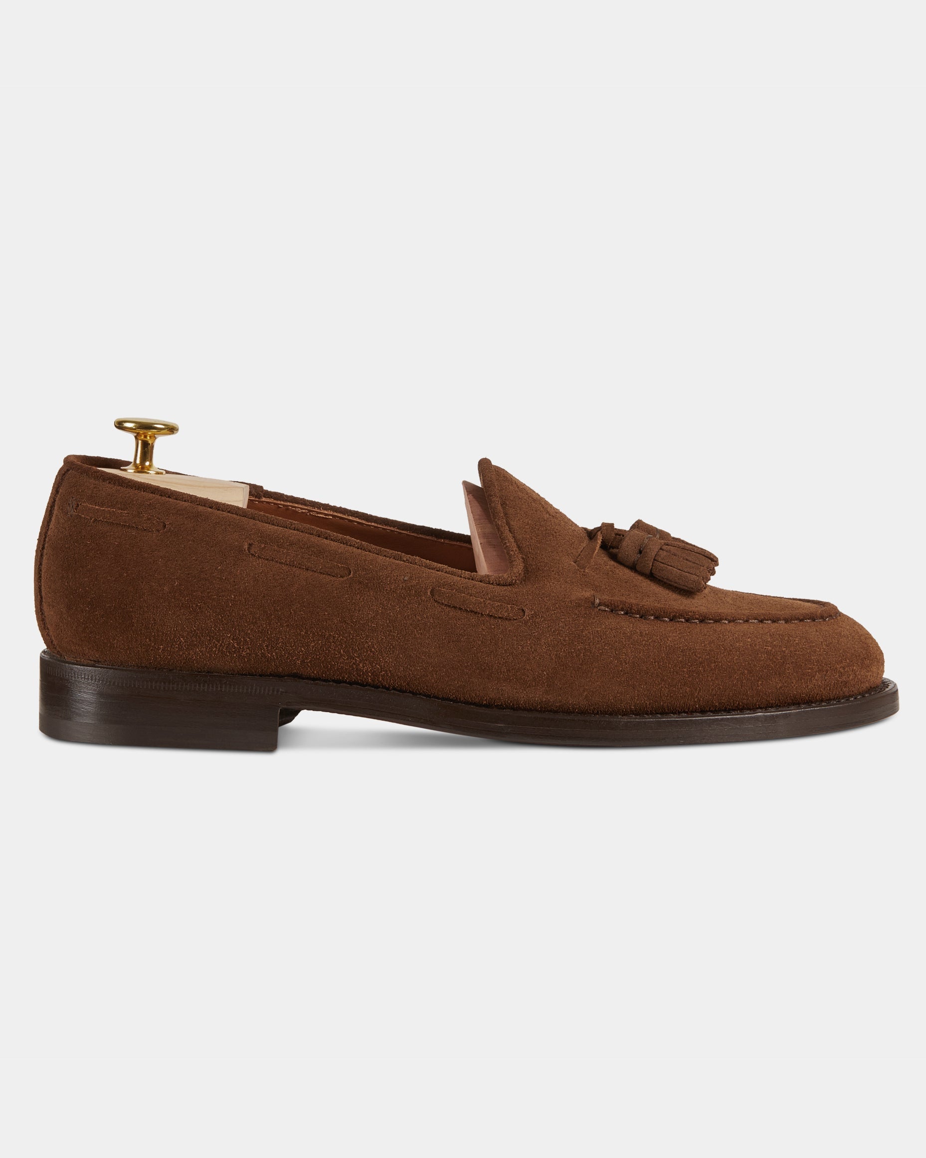 Castello | Tassel Loafer - Tobacco Brown Suede Leather with Classic Stitching and Leather Sole