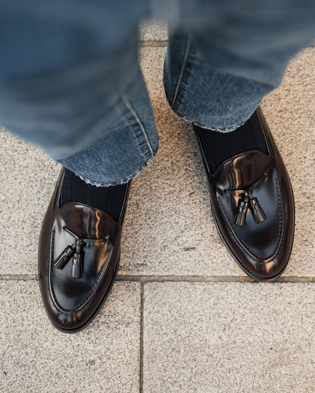 Castello | Tassel Loafer - Dark Brown Smooth Leather with Classic Stitching and Leather Sole