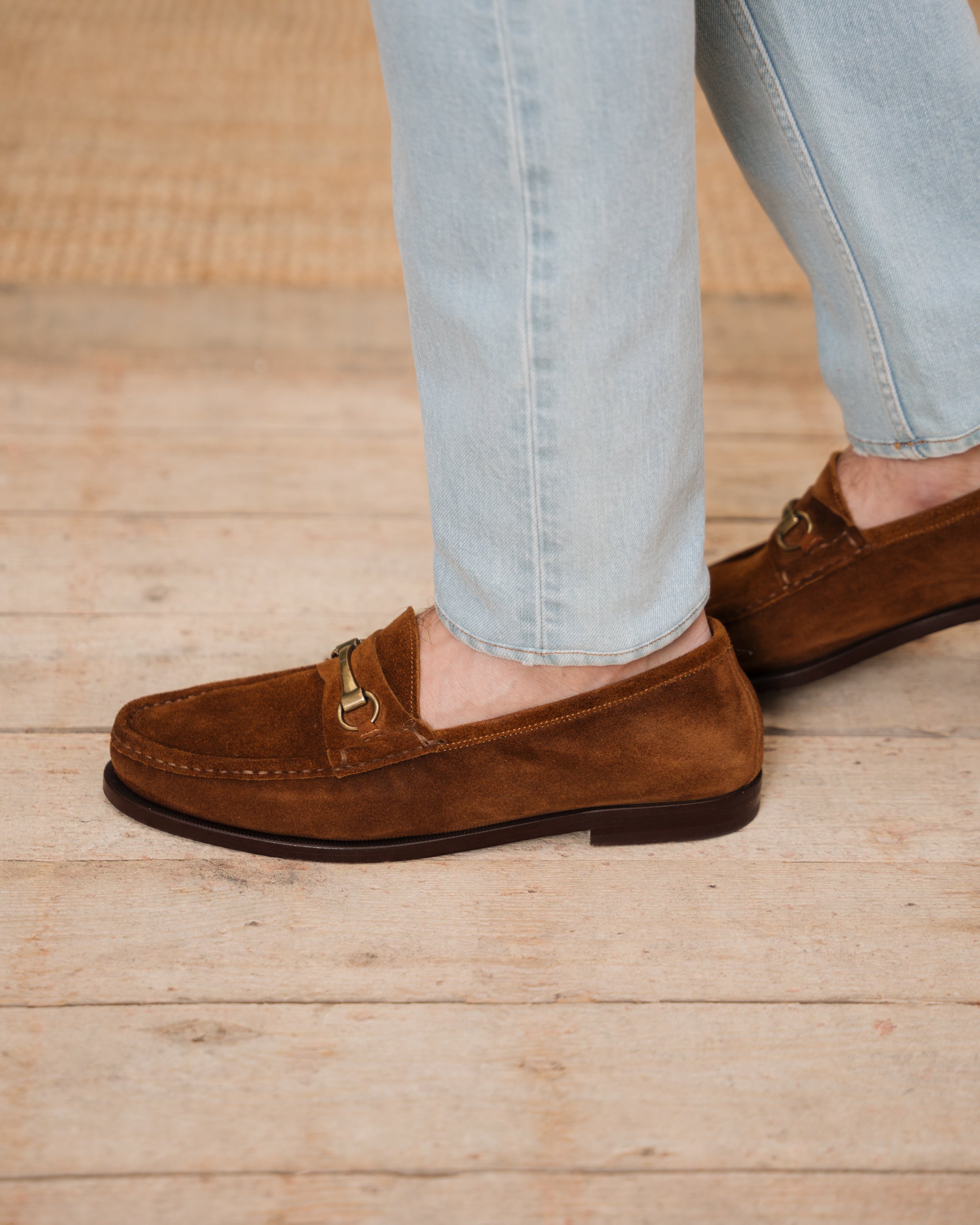 Milano | Tobacco Brown Suede Leather College Loafer with Horsebit and Lightweight Leather Sole