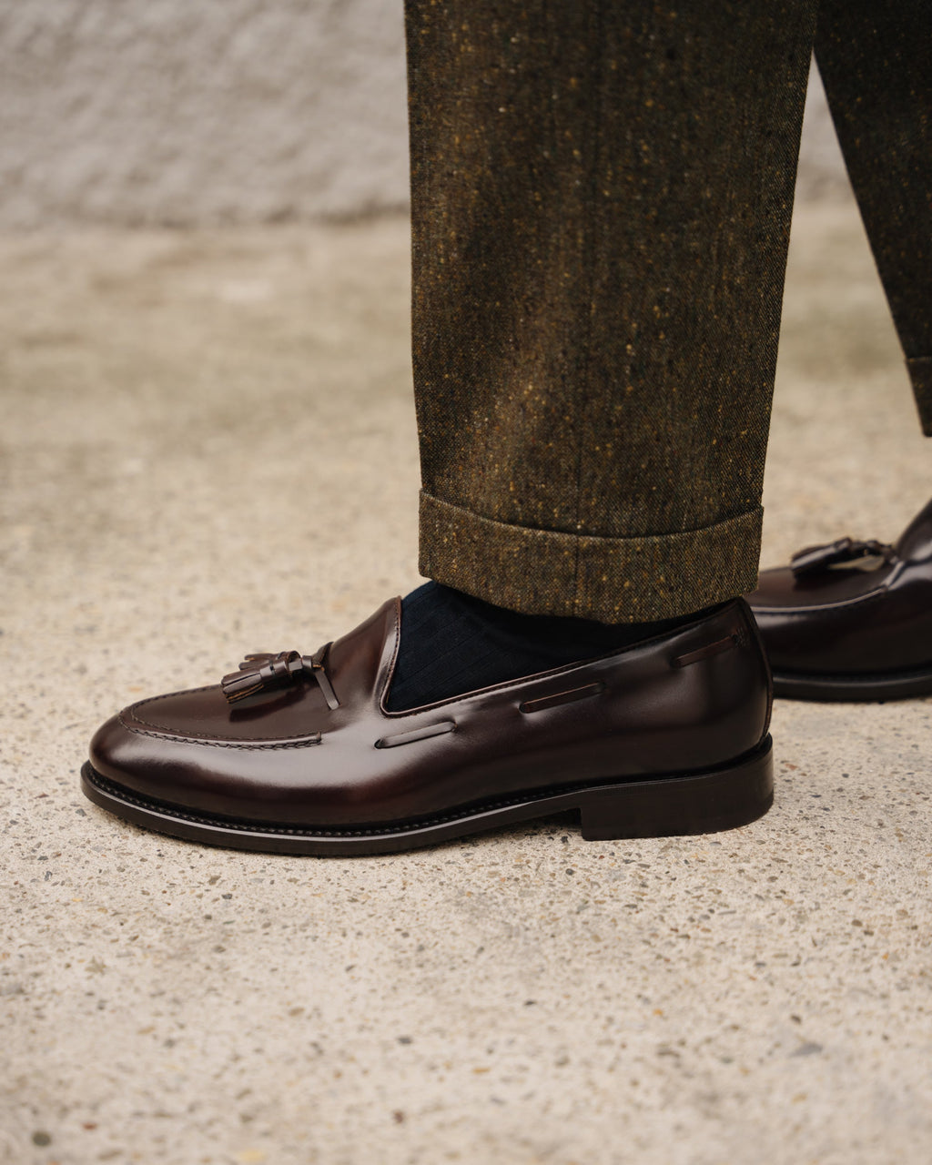 Castello | Tassel Loafer - Burgundy Brown Smooth Leather with Classic Stitching and Leather Sole