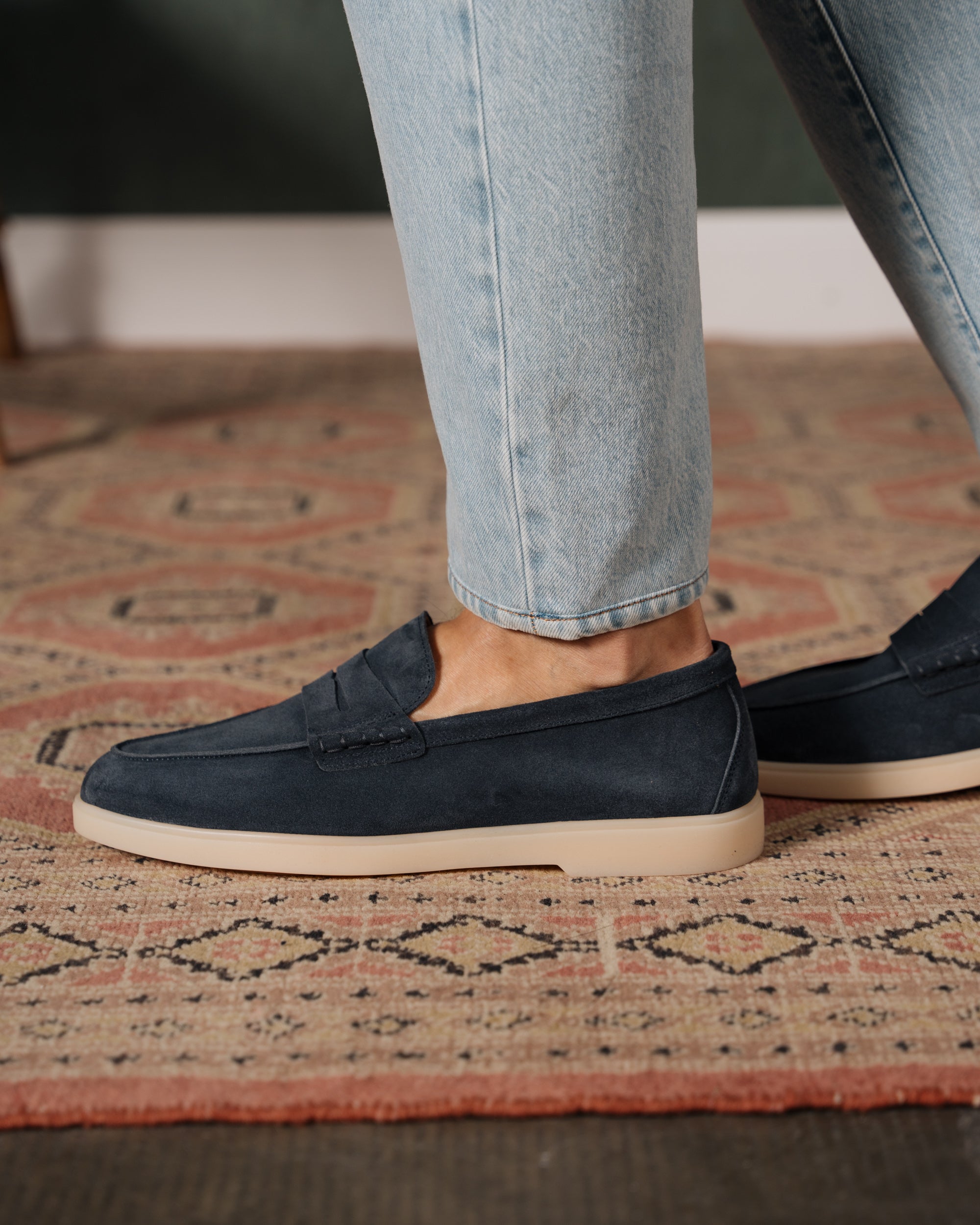 Harbour | Casual Loafer – Blue Suede Leather with Comfortable Cupr Sole & Leather Lining