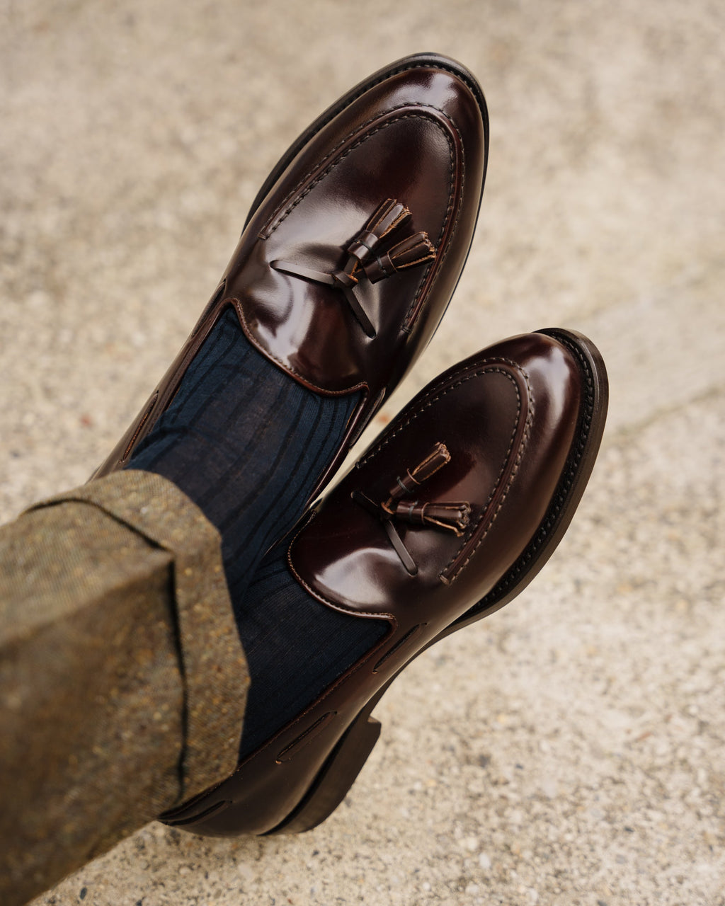 Castello | Tassel Loafer - Burgundy Brown Smooth Leather with Classic Stitching and Leather Sole