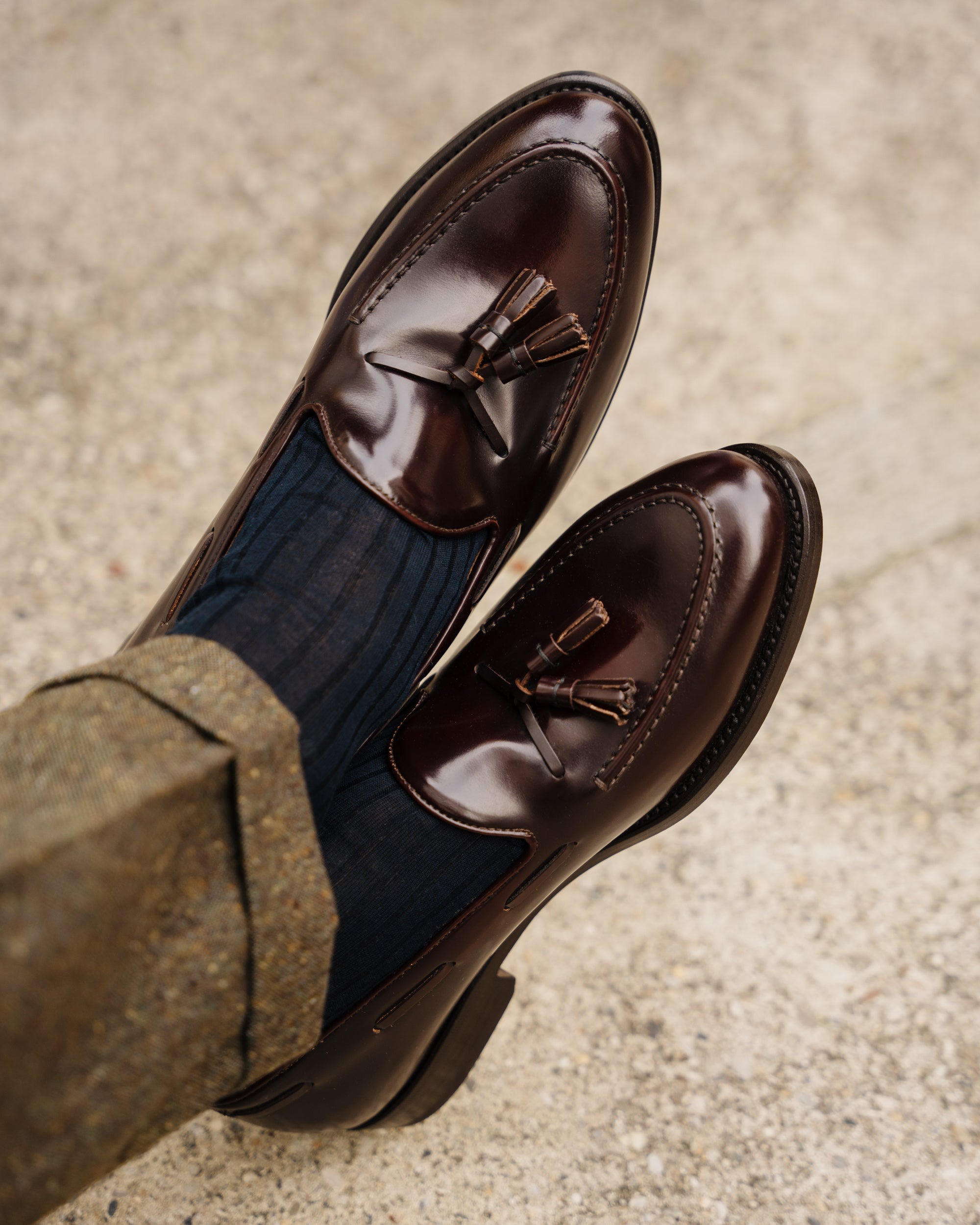 Castello | Tassel Loafer - Burgundy Brown Smooth Leather with Classic Stitching and Leather Sole