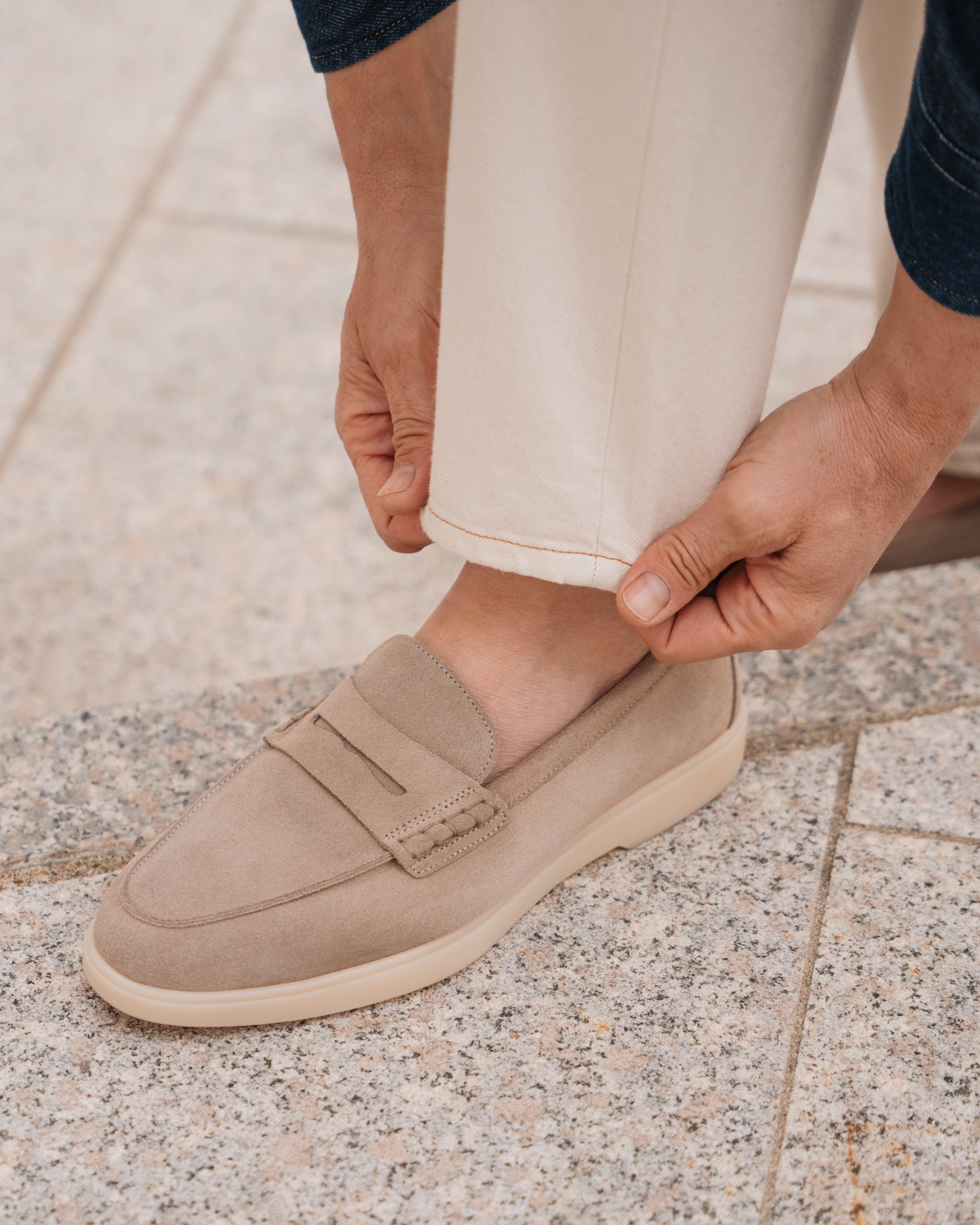 Harbour | Casual Loafer – Beige Suede Leather with Comfortable Cup Sole & Leather Lining