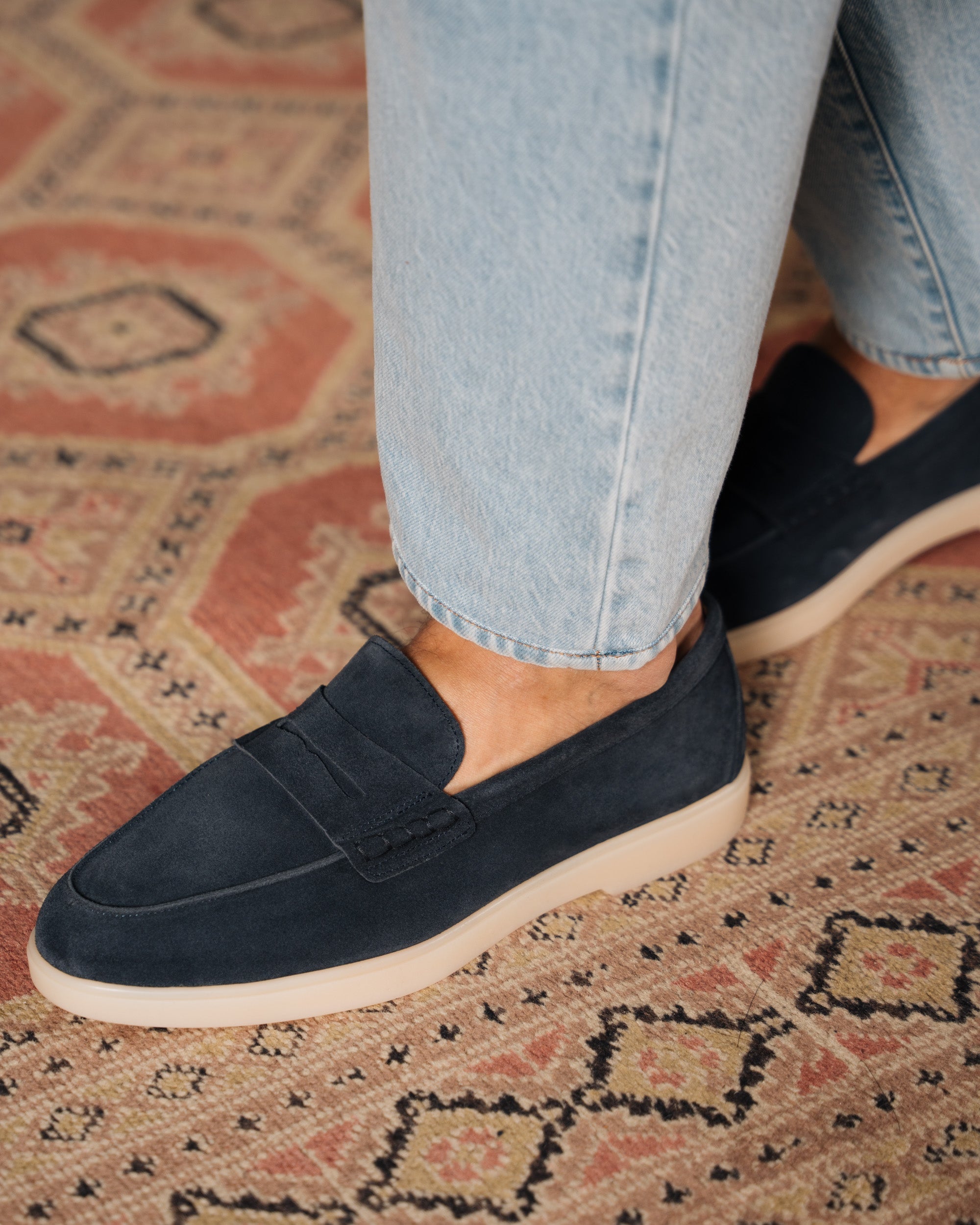 Harbour | Casual Loafer – Blue Suede Leather with Comfortable Cupr Sole & Leather Lining