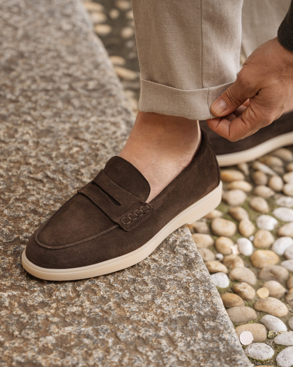 Harbour | Casual Loafer – Dark Brown Suede Leather with Comfortable Cup Sole & Leather Lining