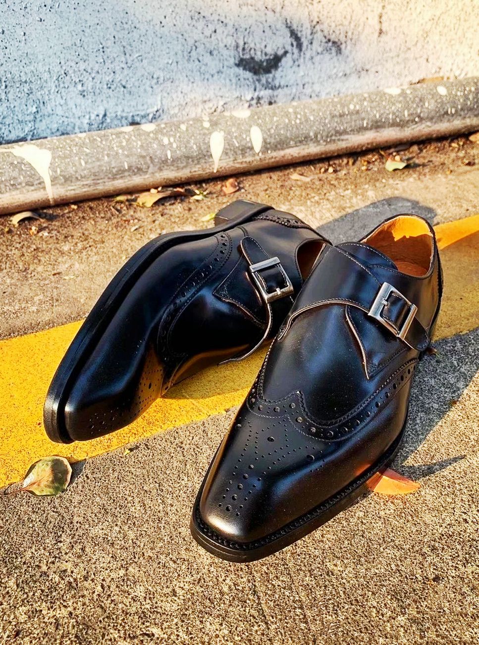 Classic Monk Strap Shoes for Men | Hand-Painted Leather Design