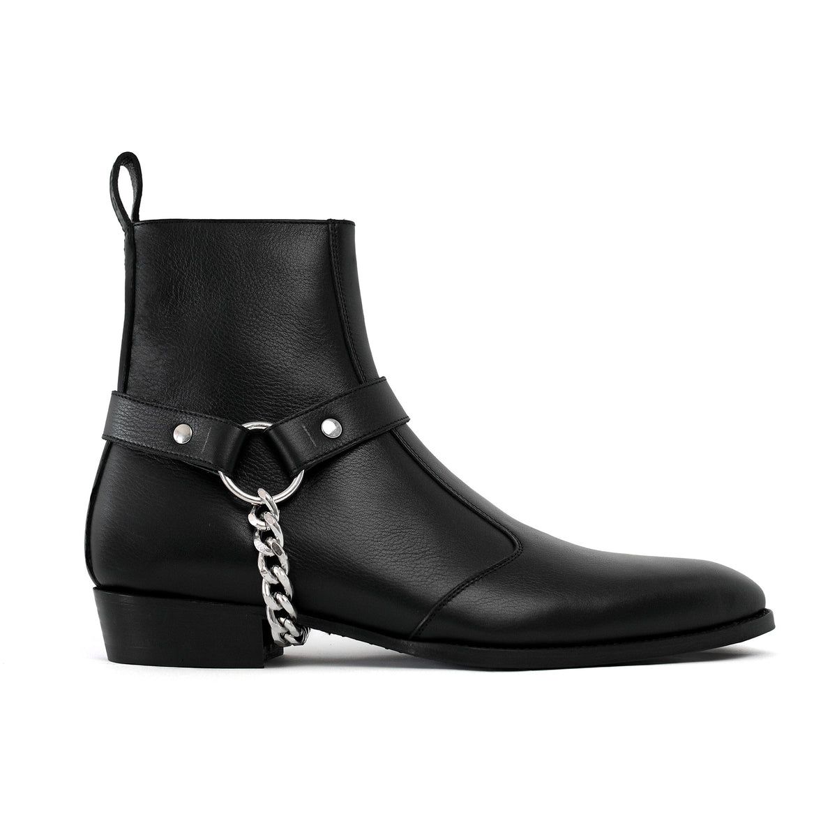 Robbin Black Chain Leather Boots: Handcrafted Luxury for Every Step