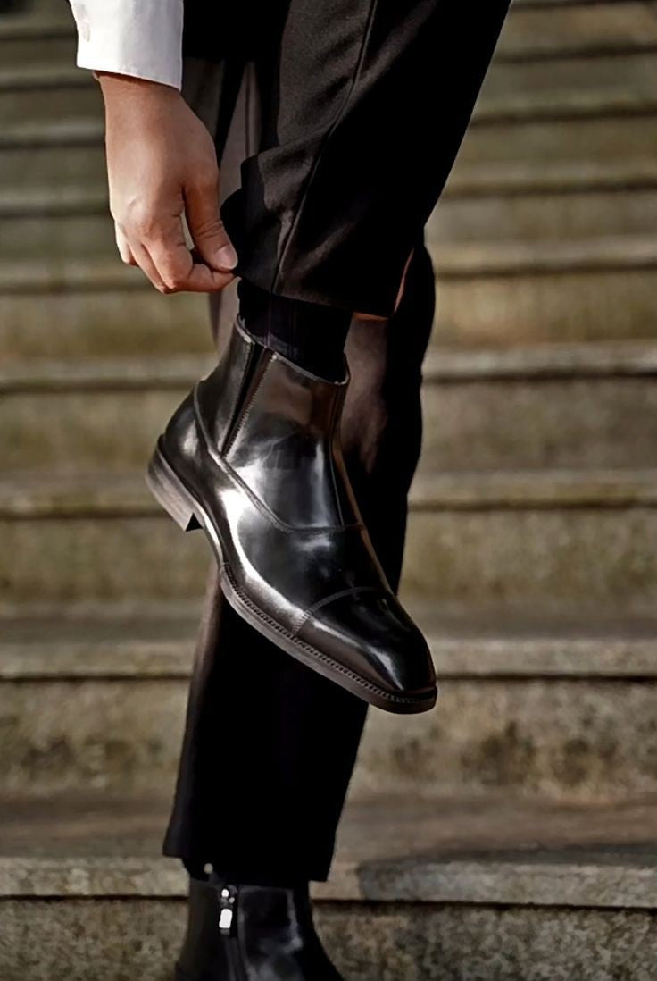 Genuine Leather Mid Ankle Boots for Men: Timeless Style & Durability