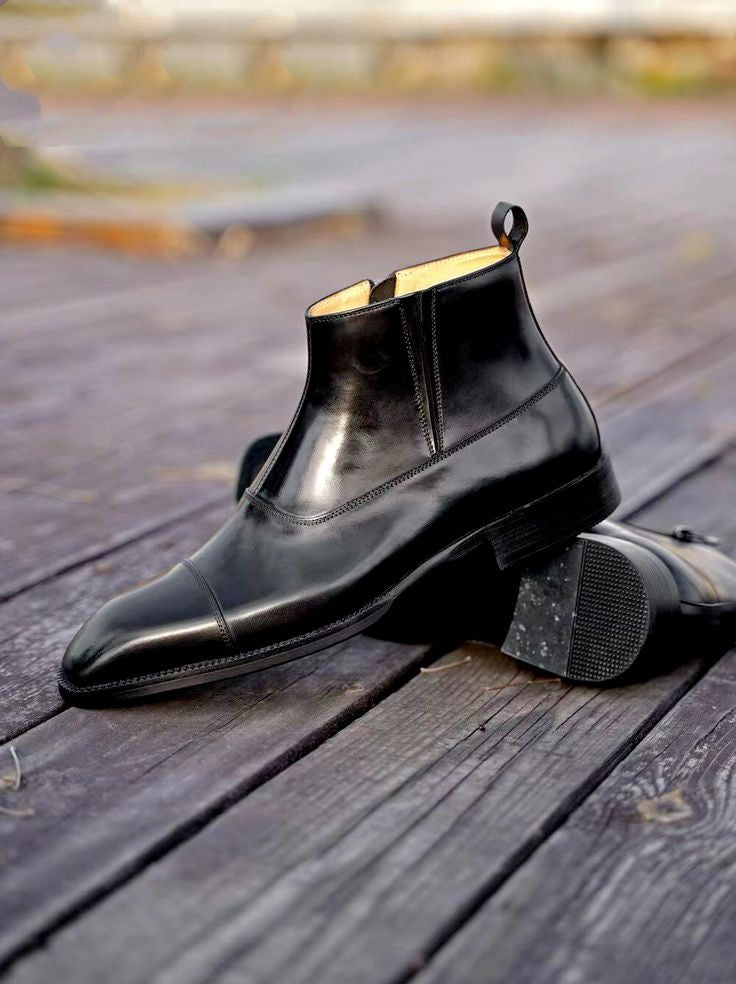 Genuine Leather Mid Ankle Boots for Men: Timeless Style & Durability