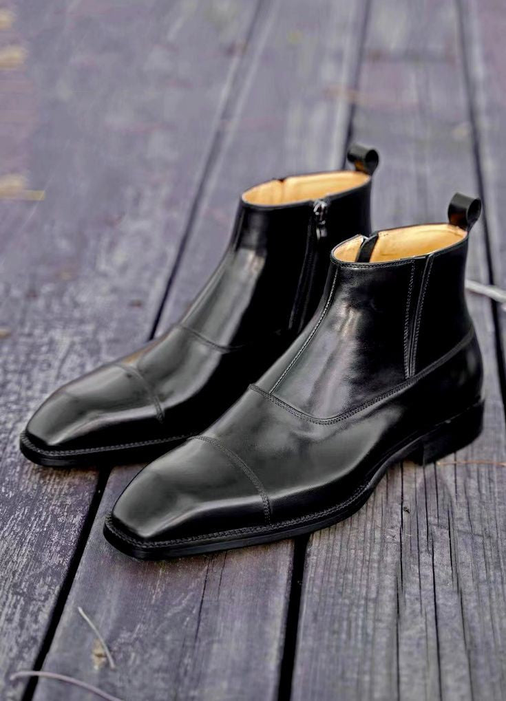 Genuine Leather Mid Ankle Boots for Men: Timeless Style & Durability
