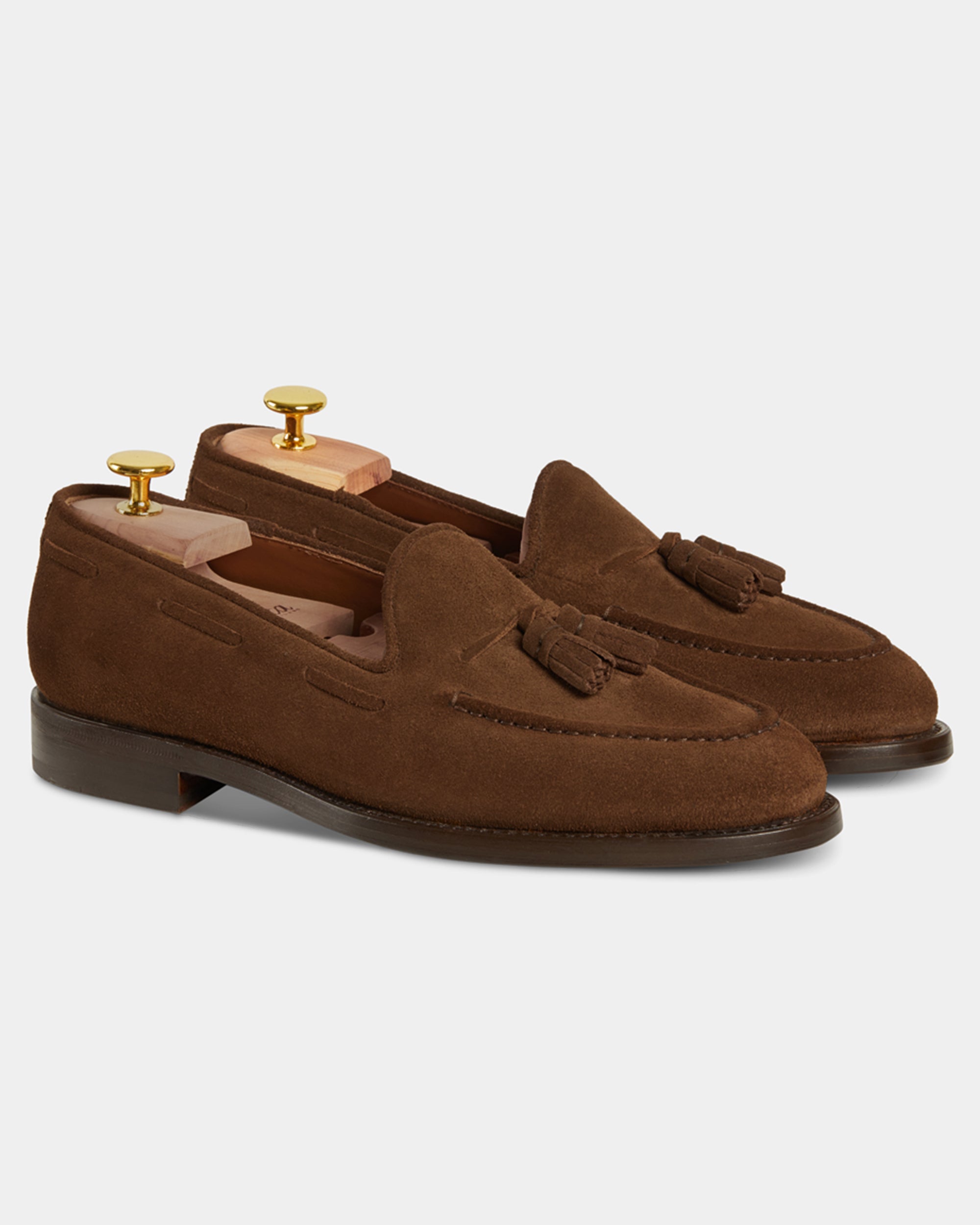 Castello | Tassel Loafer - Tobacco Brown Suede Leather with Classic Stitching and Leather Sole