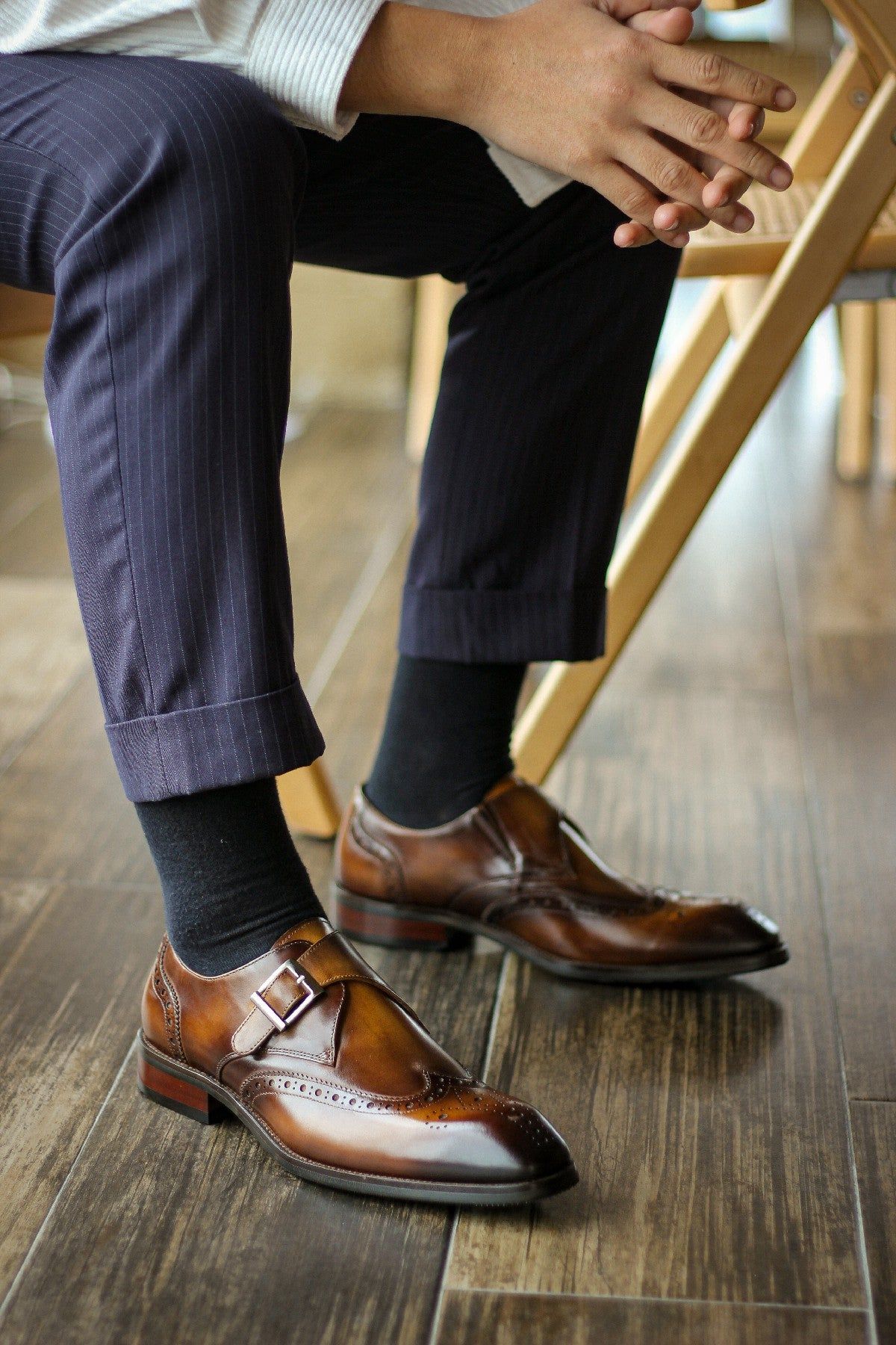 Classic Monk Strap Shoes for Men | Hand-Painted Leather Design