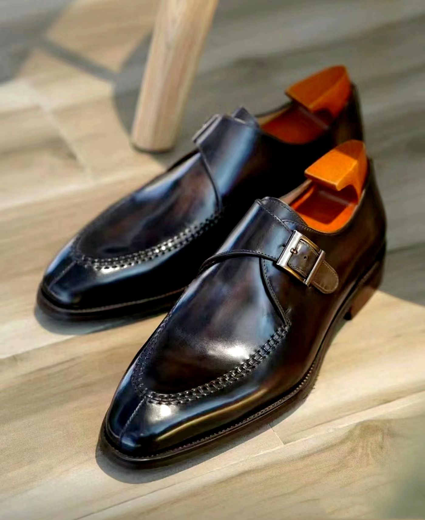 Grace Moc Toe Leather Monkstraps Shoes | Exquisite Italian Design